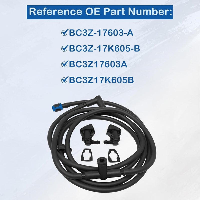 QFISH Windshield Washer Nozzle Hose Kit Fit for Ford Super Duty F250 F350 F450 F550 2011-2016 Replace BC3Z-17K605-B BC3Z-17603-A Complete Repair Kit with Spray Jets - Image 2